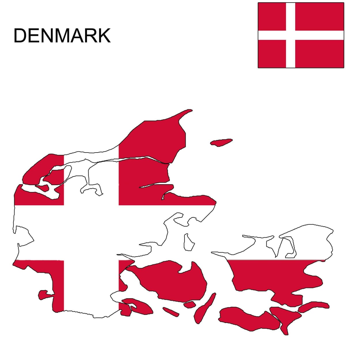 Mapa dánska vlajky 