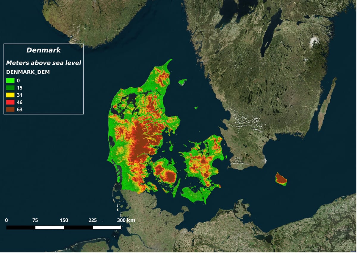 Mapa dánska klimatu