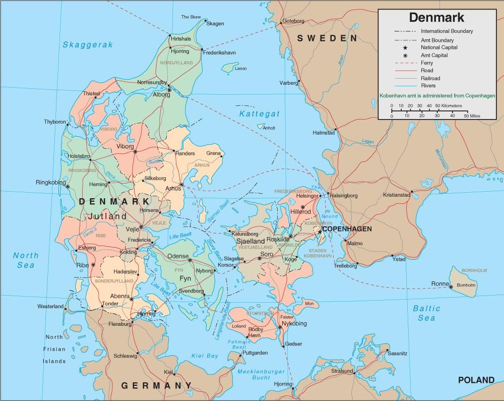 Mapa dánska, trajekt 
