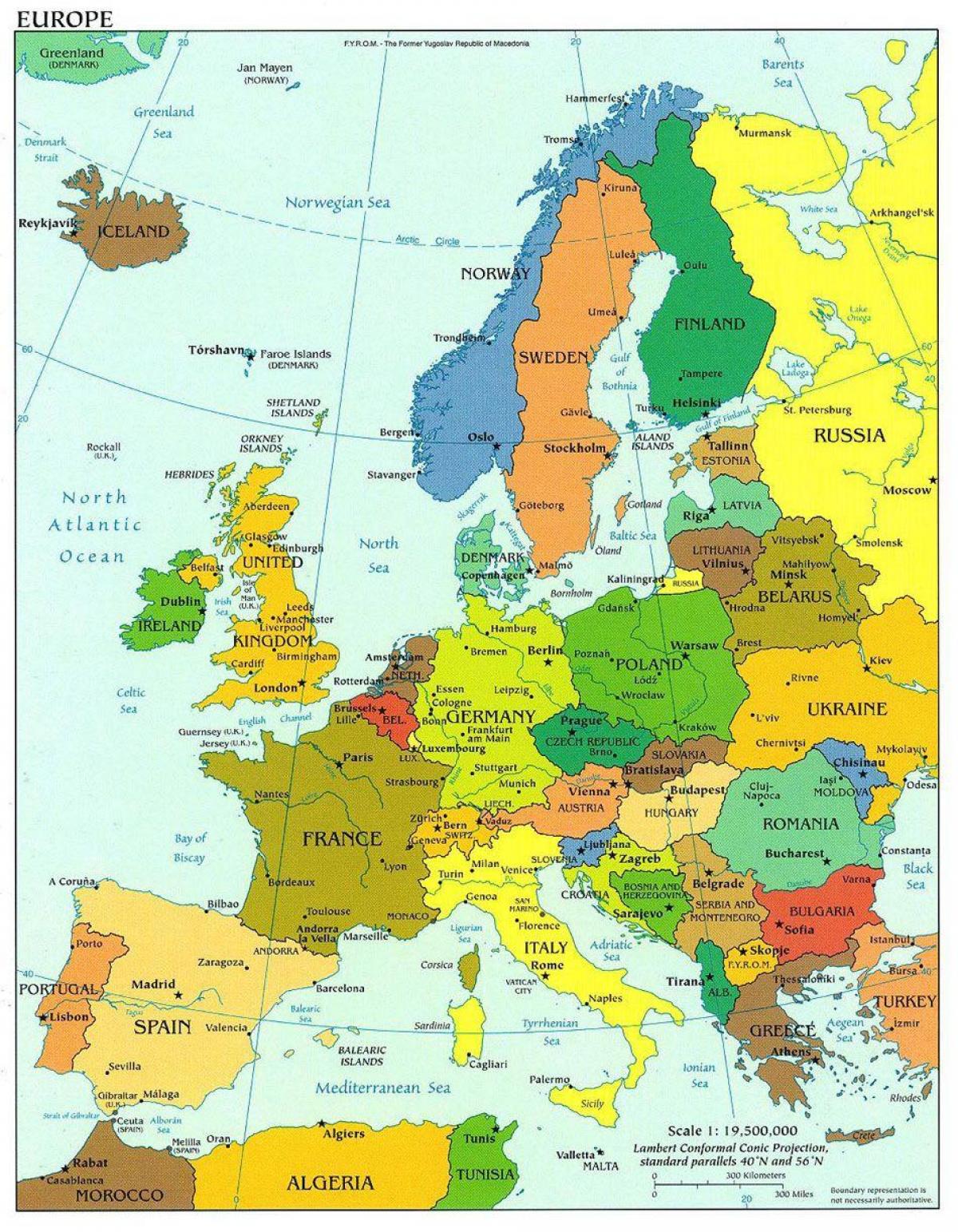 mapa evropy ukazuje, dánsko