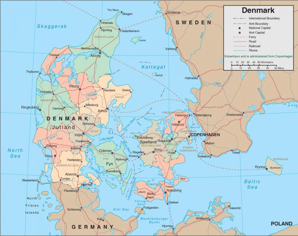 Mapa dánska řeky