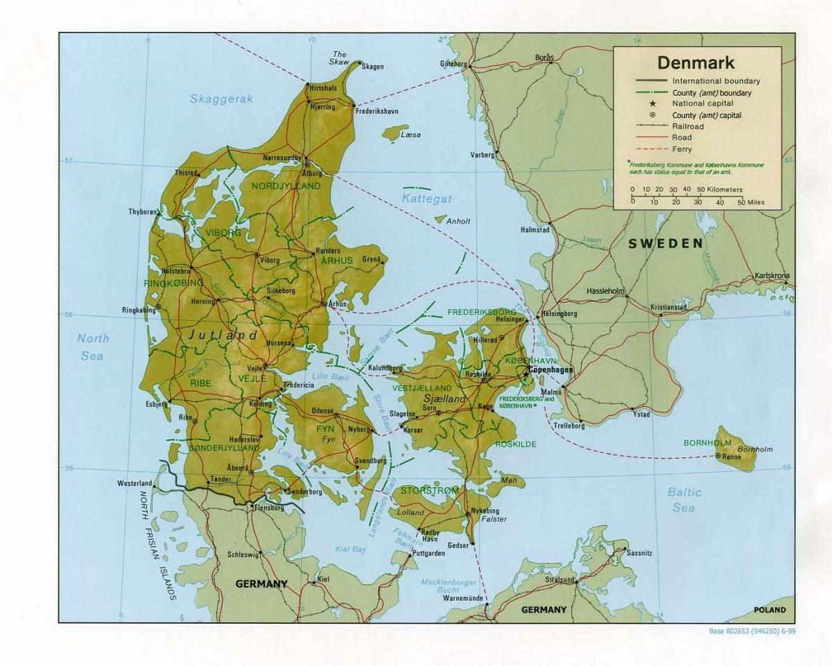 Mapa fyzické dánsko
