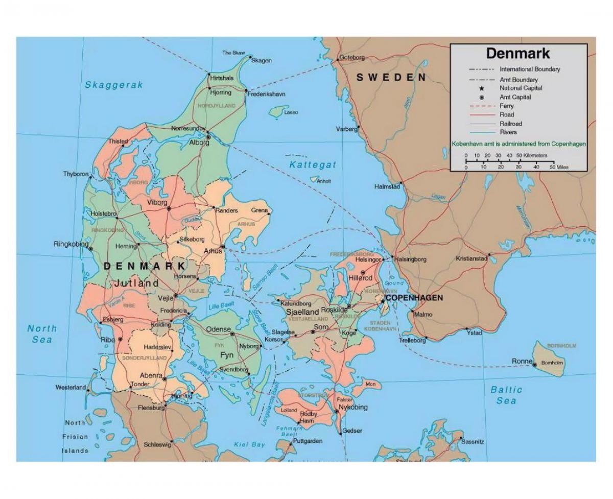 podrobná mapa dánska