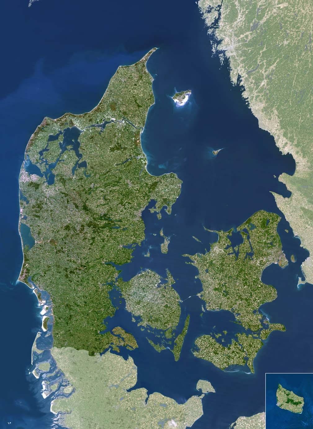 Mapa dánska, satelitní