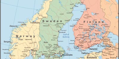 Mapa dánska a okolních zemí