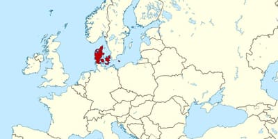 Mapa světa ukazuje, dánsko