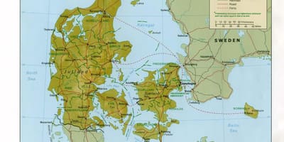 Mapa fyzické dánsko
