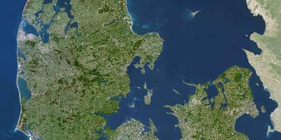 Mapa dánska, satelitní 